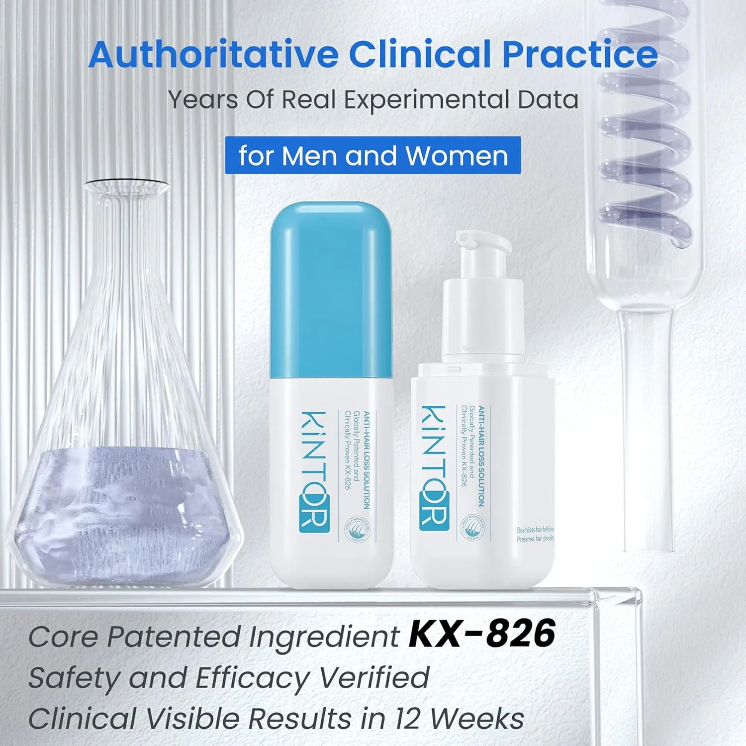 0.5% KX-826 DHT Blocker Hair Regrowth Treatments,3 Days Oil Control 1-2 Weeks Hair Loss Reduction 4-6 Weeks New Hair Visible,Hair Growth Spray Growth Products for Men&Women -1 Month Supply 60ml