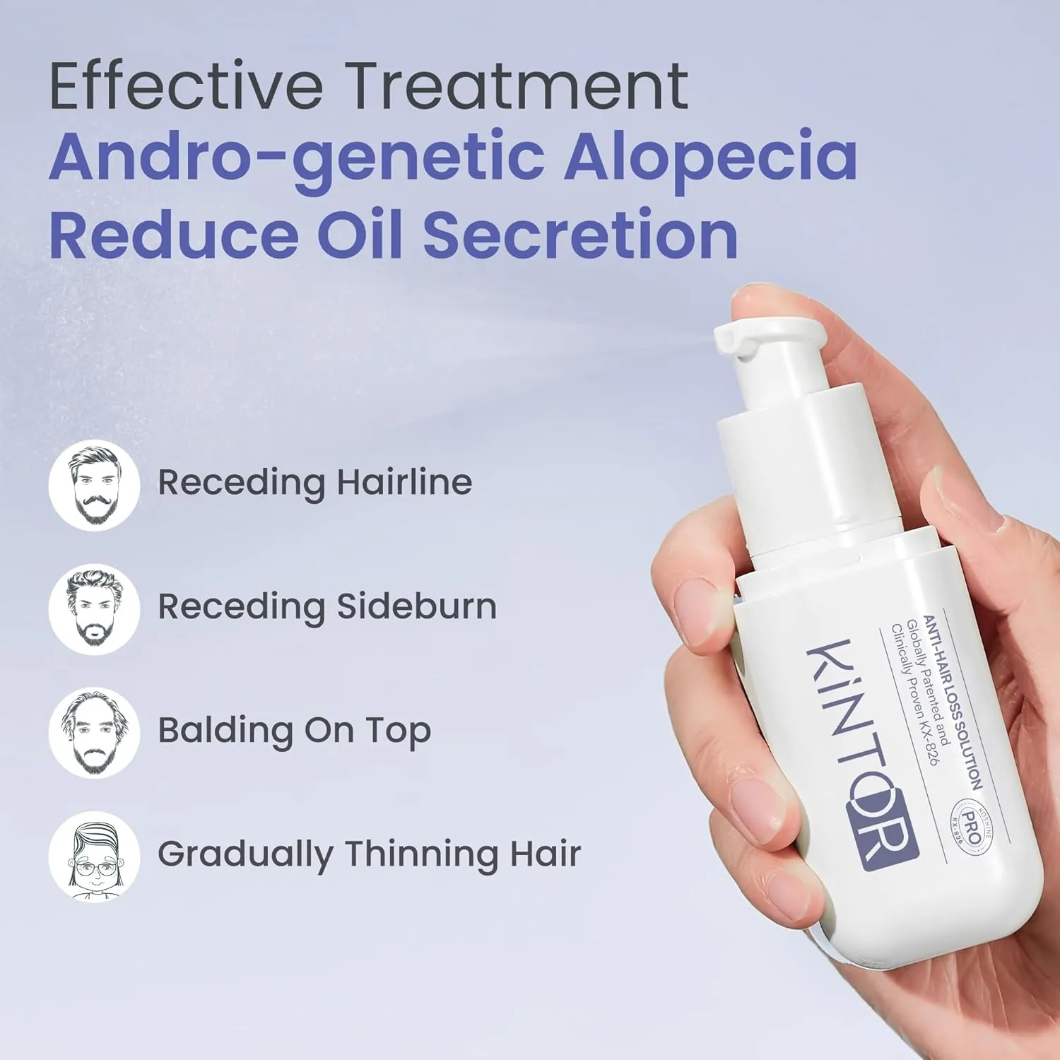 0.9% DHT Blocker KX-826 Hair Growth Products,3 Days Oil Control 1-2 Weeks Hair Loss Reduction 4-6 Weeks New Hair Visible,Hair Growth Spray Regrowth Treatments Men&Women -2 Month Supply 60ml Pro