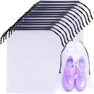 100 Pcs Transparent Drawstring Travel Shoe Bags for Travel Plastic Shoes Bag Clear Plastic Drawstring Bags Dust Bags Shoe Bags for Storage Travel Purses(Transparent, 14" x 18")
