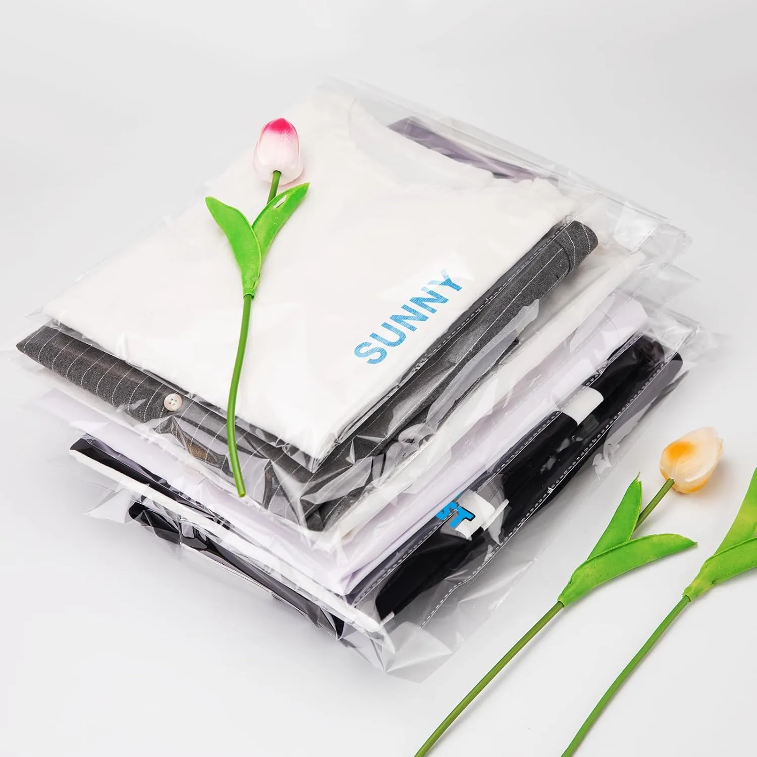 120 Count 10" X 13" Clear Cellophane Bags, Self Sealing Bags, Resealable Cello Bags for Packaging Clothing & T Shirts - Reinforced