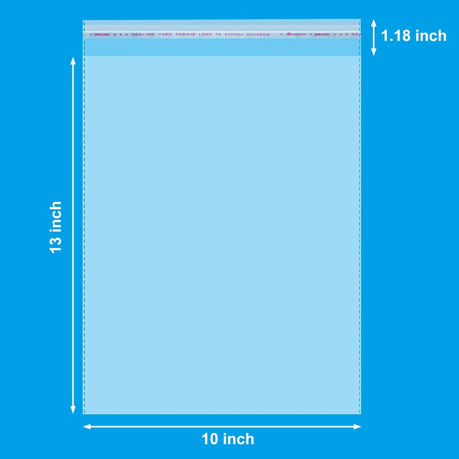 120 Count 10" X 13" Clear Cellophane Bags, Self Sealing Bags, Resealable Cello Bags for Packaging Clothing & T Shirts - Reinforced