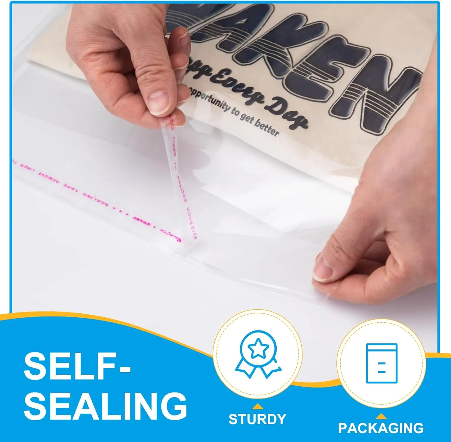 120 Count 10" X 13" Clear Cellophane Bags, Self Sealing Bags, Resealable Cello Bags for Packaging Clothing & T Shirts - Reinforced