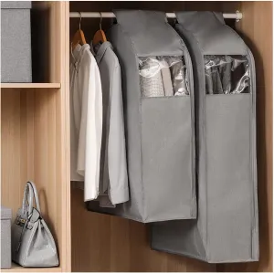 1PC Suit Bag Cotton and Linen Hanging Garment Covers - Clothes Storage Bag Wardrobe Organizer for Coat Dustproof Protection Case Grey-245888cm