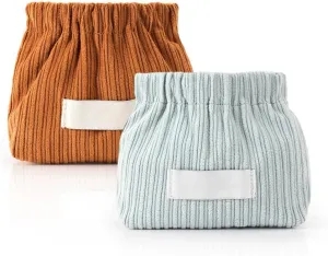 2 PCS Corduroy Elastic Hair Tie Organizer, 2025 Upgrade Corduroy Elastic Storage Bag, Mini Makeup Bag Portable Hair Accessories Jewelry Storage Organizer for Girl Women Travel, Home Use (2PCS-A)
