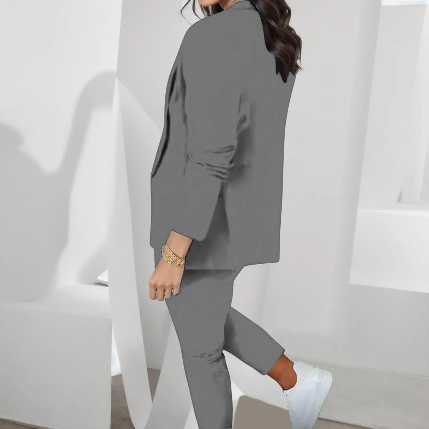 2 Piece Outfits for Women Dressy Blazer Jackets High Waisted Straight Leg Pants Suits Set Business Casual Office