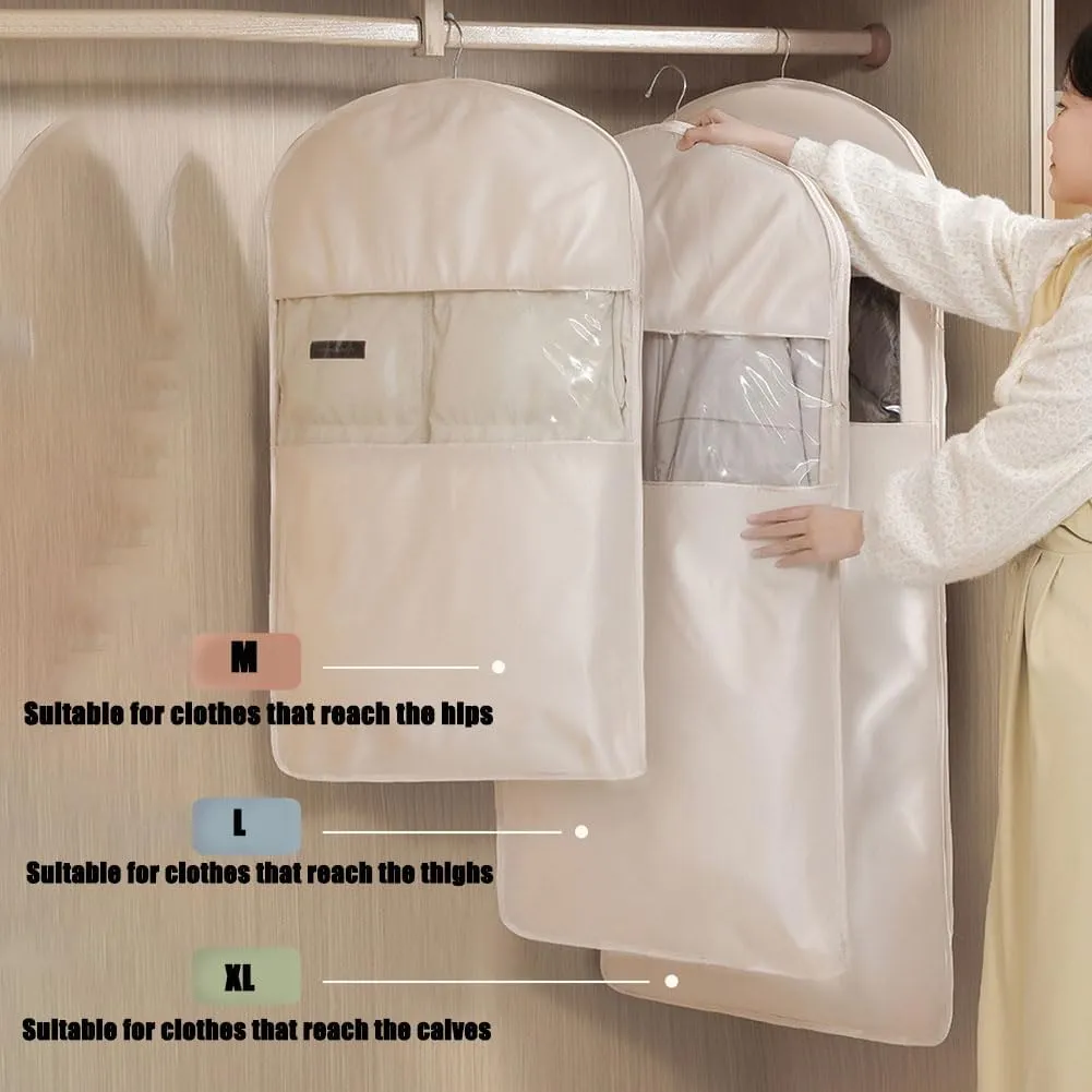 2025 Space Saving Hanging Garment Bag with Self Compression Zipper, Ultra Space Saving Self Compression Hanging Organizer & Protector, Coat Storage Bag Hanging (Gray, XL)