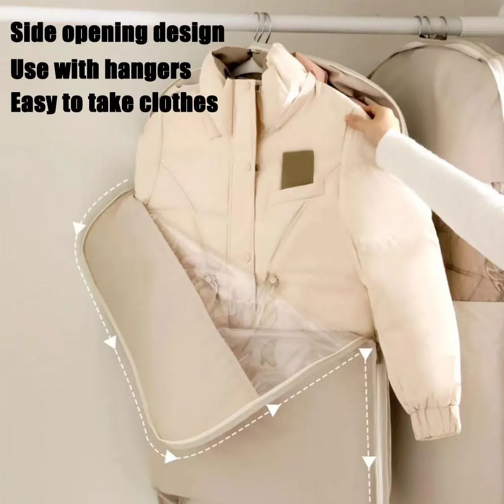 2025 Space Saving Hanging Garment Bag with Self Compression Zipper, Ultra Space Saving Self Compression Hanging Organizer & Protector, Coat Storage Bag Hanging (Gray, XL)