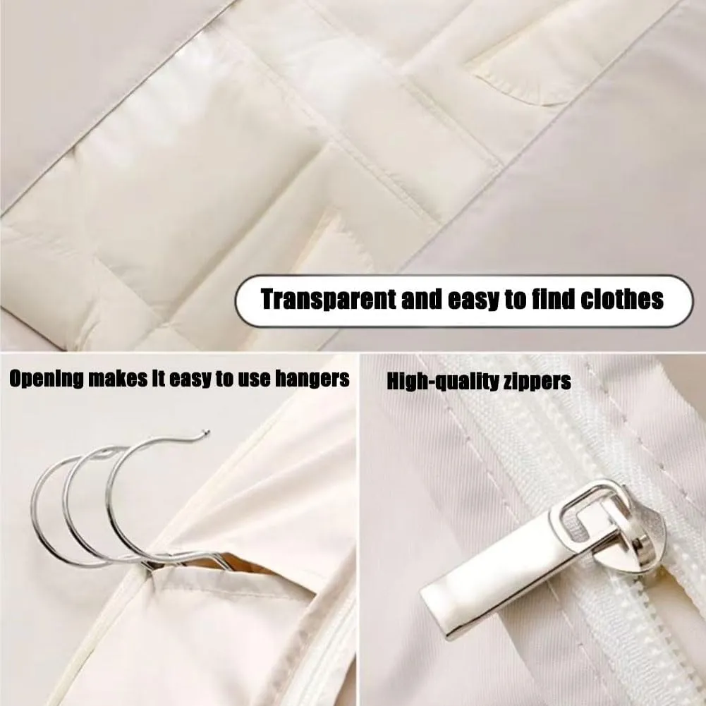 2025 Space Saving Hanging Garment Bag with Self Compression Zipper, Ultra Space Saving Self Compression Hanging Organizer & Protector, Coat Storage Bag Hanging (Gray, XL)