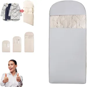 2025 Space Saving Hanging Garment Bag with Self Compression Zipper, Ultra Space Saving Self Compression Hanging Organizer & Protector, Coat Storage Bag Hanging (Gray, XL)
