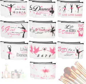 20Pcs Dance Makeup Bag,Ballet Dance Competition Cosmetic Bag Funny Gift for Dancer, Dance Team Gifts Bulk Travel Duffle make Case for Dancing Lover Girls Women Teens Teacher