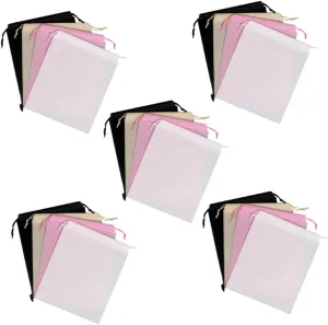 20x27cm Nonwoven Sackpack Storage Bag 5 Sets Drawstring Washable for Purse Bag Organizing