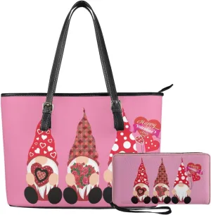 2Pcs Tote Bags Set Saddle Bags Satchel Bags for Women with Shoulder Strap Wallet Women Wristlet