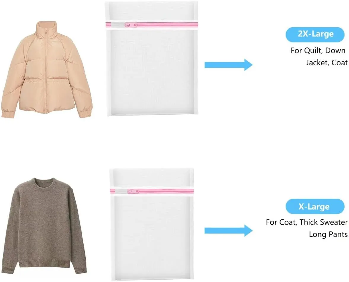2PCS X-Large Heavy-Duty Mesh Laundry Bag: Ideal for Bulky Items - Wash & Store Down Jackets, Sheets, Sweaters | Multi-Purpose Lingerie Washing Bag for Delicates & Travel Storage,24X24 20X24