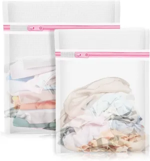 2PCS X-Large Heavy-Duty Mesh Laundry Bag: Ideal for Bulky Items - Wash & Store Down Jackets, Sheets, Sweaters | Multi-Purpose Lingerie Washing Bag for Delicates & Travel Storage,24X24 20X24