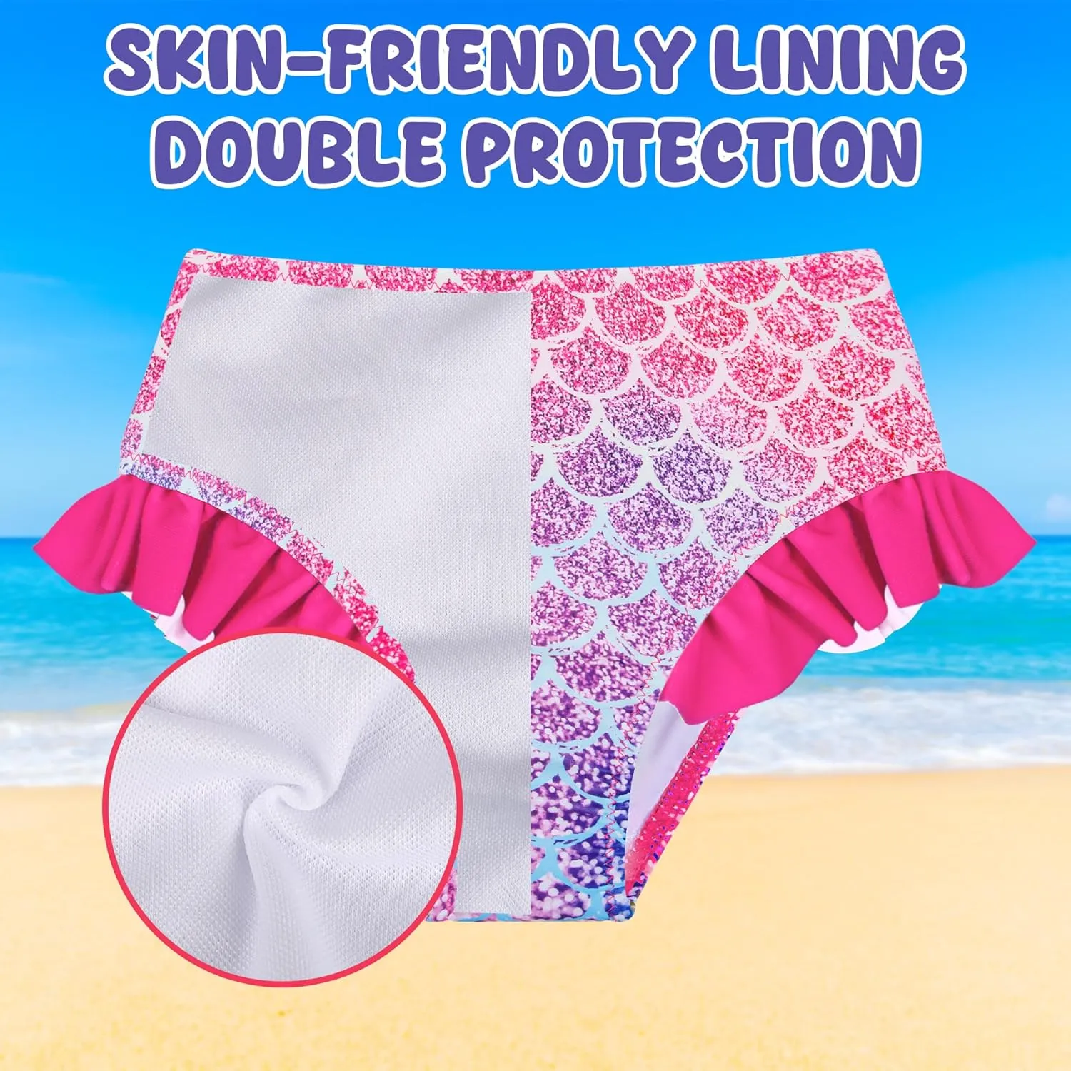 3 Pcs Girls Long Sleeve Swimsuit Rash Guard Swimsuit Quick Dry Tankini Bathing Suits Girls' Swimwear 4-8 Years