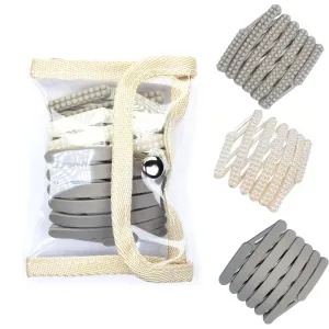 3Pcs 1 Retractable Pocket Headband, No Slip Foldable Hairband with Teeth, Fashion Portable Adjustable Hair Hoop with 1 Plastic Storage Bag for Washing Makeup Travel Outdoor-2Gray1White1Organizer