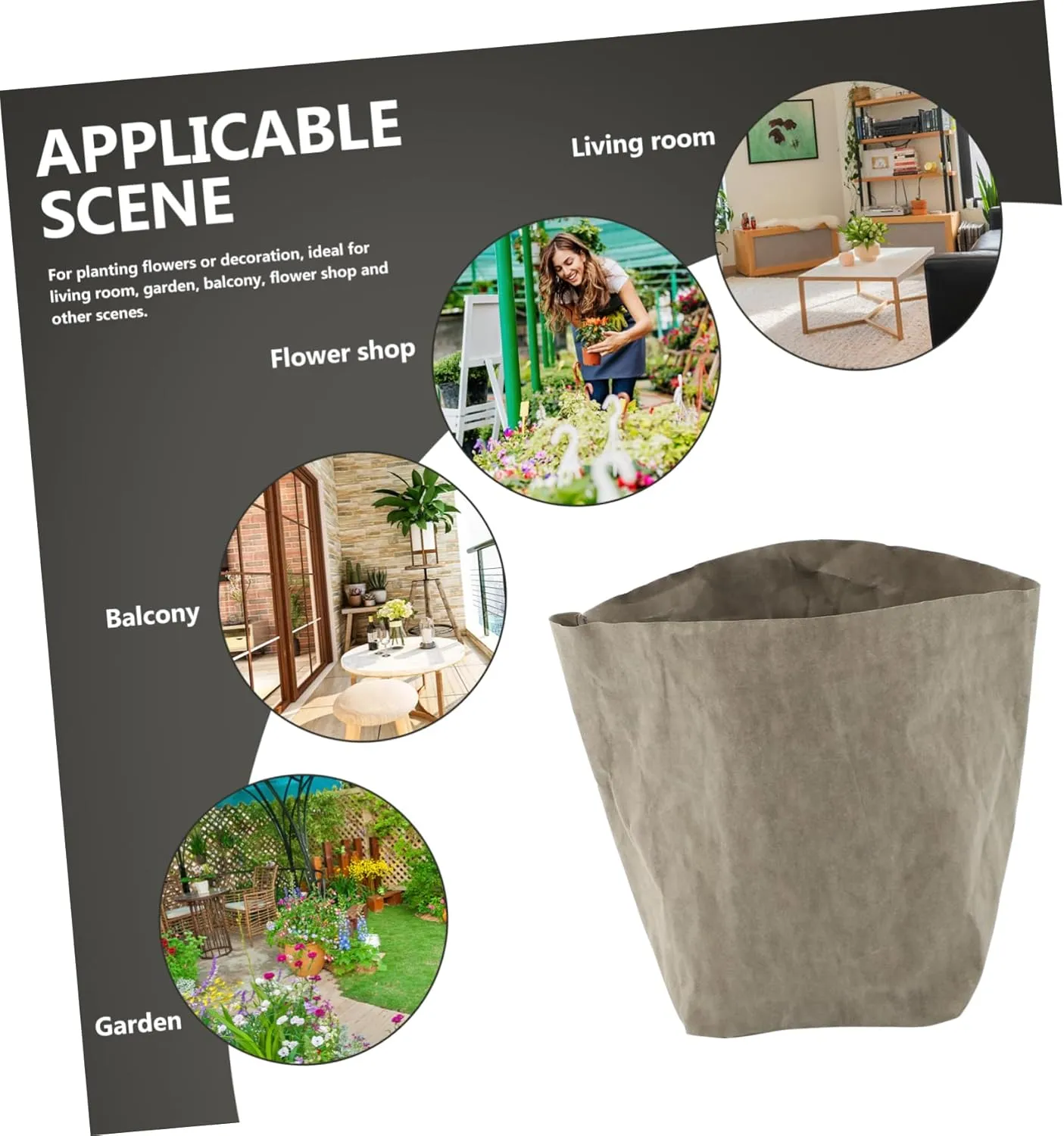 3pcs Washable Paper Bag for Flower Pot Vegetables Reusable Grey Pouch Storage for Plants for Succulents Root Vegetables present Occasion