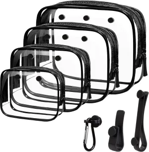 4 Pack Clear Bogg Beach Makup Bag Accessories with 3 Pack Insert Hooks for Bogg Bags, Clear Bogg Makeup Pouches Phone Holder for Bogg Bags Divider Storage Inner Compatible Pouch Travel Cosmetic Bag