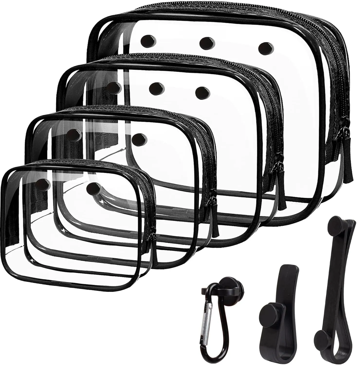 4 Pack Clear Bogg Beach Makup Bag Accessories with 3 Pack Insert Hooks for Bogg Bags, Clear Bogg Makeup Pouches Phone Holder for Bogg Bags Divider Storage Inner Compatible Pouch Travel Cosmetic Bag