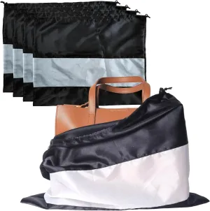 4 Pack Satin Dust Bags for Handbags with Clear Window. Silky Dust Cover for Handbag. Purse Storage Bags. Dustproof Drawstring Bag for Shoes and Boots. (Black, W23.6"xH19.6")