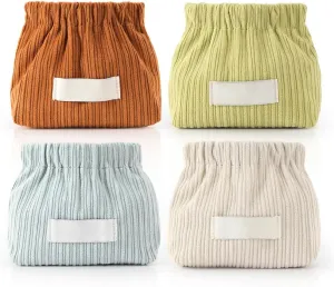 4 PCS Corduroy Elastic Hair Tie Organizer, 2025 Upgrade Corduroy Elastic Storage Bag, Mini Makeup Bag Portable Hair Accessories Jewelry Storage Organizer for Girl Women Travel, Home Use (4 PCS-A)