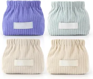 4 PCS Corduroy Elastic Hair Tie Organizer, 2025 Upgrade Corduroy Elastic Storage Bag, Mini Makeup Bag Portable Hair Accessories Jewelry Storage Organizer for Girl Women Travel, Home Use (4 PCS-B)