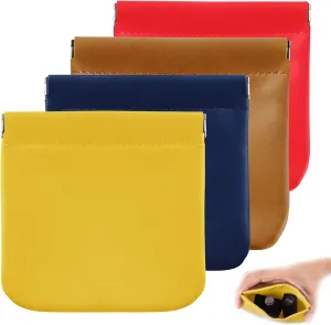 4Pcs Pocket Cosmetic Bag for Purses, Leather Small Makeup Bag Cosmetic Pouch for Women, Portable No Zipper Makeup Pouch Coin Purse Jewelry Pouch Travel Storage for Cosmetics Headphones Jewelry