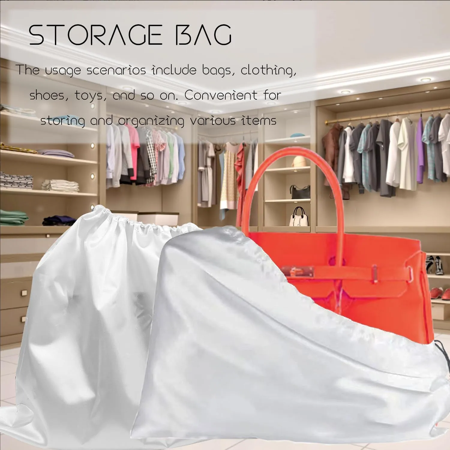 6 Pack Dust Bags for Large Handbags Dust Cover Storage Bags Silk Dustproof Drawstring Storage Bag Travel Storage Pouch (19.7x23.6Inch)