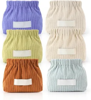 6 PCS Corduroy Elastic Hair Tie Organizer, 2025 Upgrade Corduroy Elastic Storage Bag, Mini Makeup Bag Portable Hair Accessories Jewelry Storage Organizer for Girl Women Travel, Home Use (6 PCS)