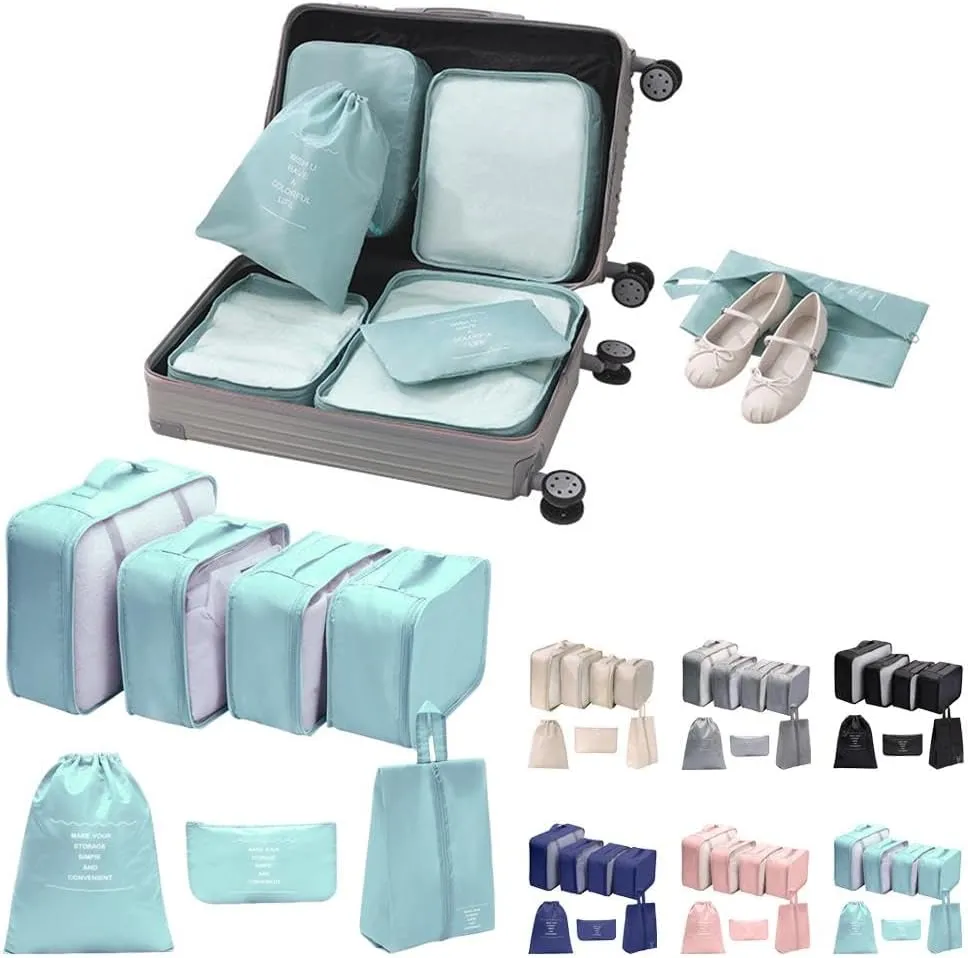 7 Set Packing Cubes for Suitcases, Lightweight Travel Luggage Packing Organizers, Compression Storage Shoe Bag, Clothing Underwear Bag, Packing Cubes for Travel Luggage Organizer Women Men