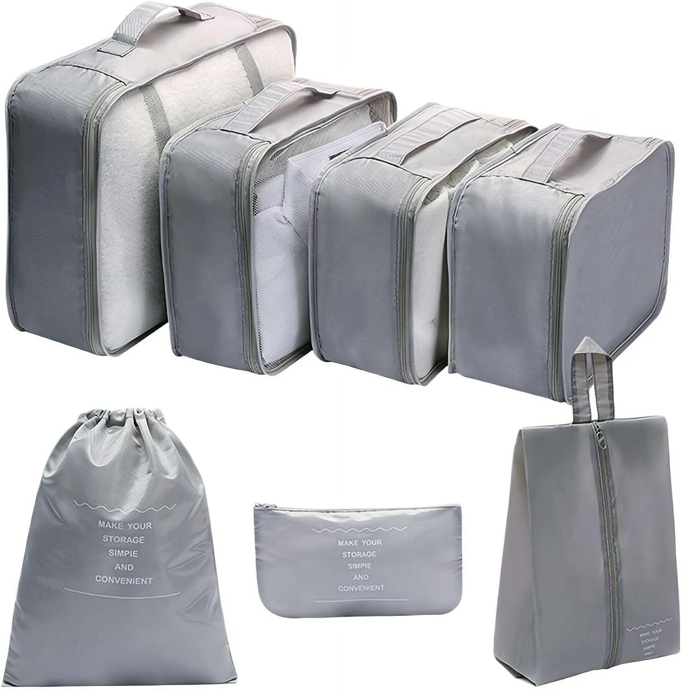 7 Set Packing Cubes for Suitcases, Lightweight Travel Luggage Packing Organizers, Compression Storage Shoe Bag, Clothing Underwear Bag, Packing Cubes for Travel Luggage Organizer Women Men