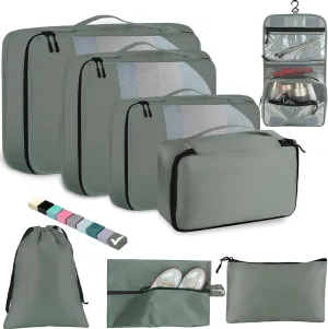 8 Set Packing Cubes for Travel Women Men Kids, Mesh Suitcase Organizer Bags Set for Luggage, 4 Sizes Extra Large, Large, Medium, Small, Travel Camping Essentials Accessories, Avocado Green