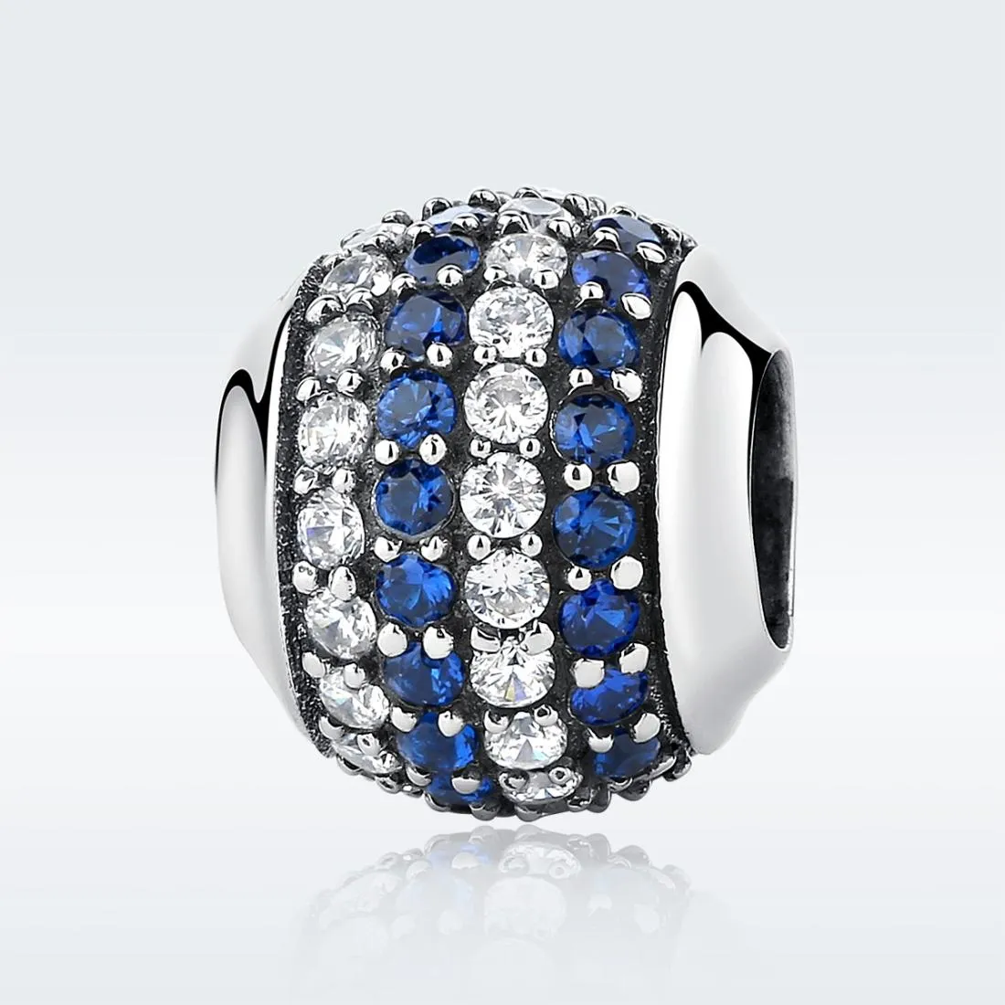 925 Sterling Silver Blue Diamond Beaded Bracelet & Necklace Set