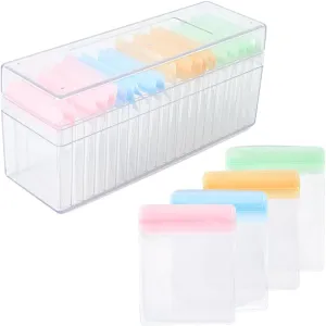 Acrylic Jewelry Box Organizer Clear Jewelry Holder Organizer with 20Pcs Colorful PVC Portable Travel Sealed Bags Earrings Rings Necklace Packing Case Supplies for Women 8.5 x 2.8 x 3.7In