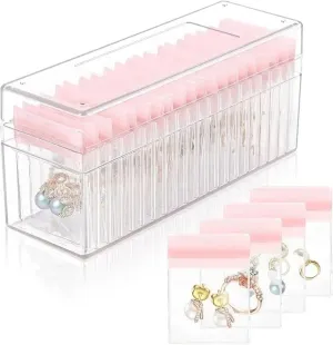Acrylic Jewelry Box Organizer  Jewelry Organizer and Storage with 20 Portable Anti-Tarnish Jewelry Bags, Clear Jewelry Organizer Holder for Earrings, Rings, Necklaces  Gift for Women & Girls