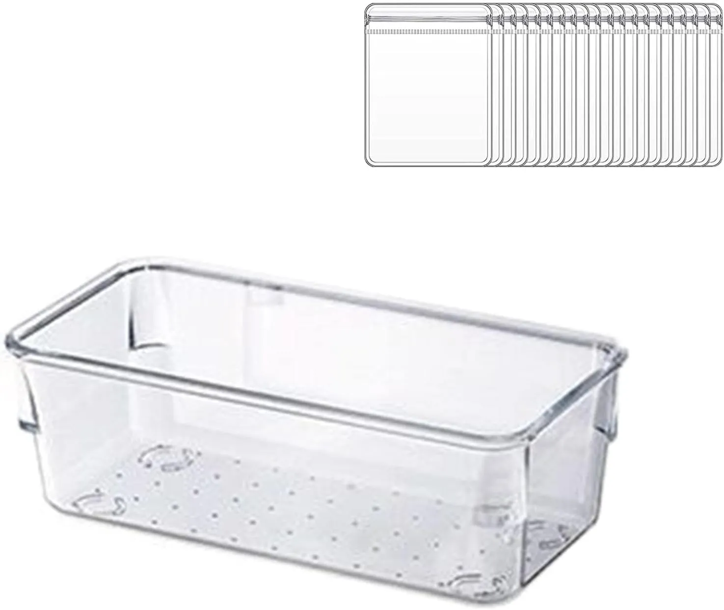 Acrylic Jewelry Organizer with 30 Bags Clear Jewelry Box Elegant Display Tray Jewelry Storage Bags for Earrings Ring Bracelet Necklace Women, Girls