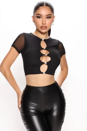 Act Cool Mesh Cut out Top - Black