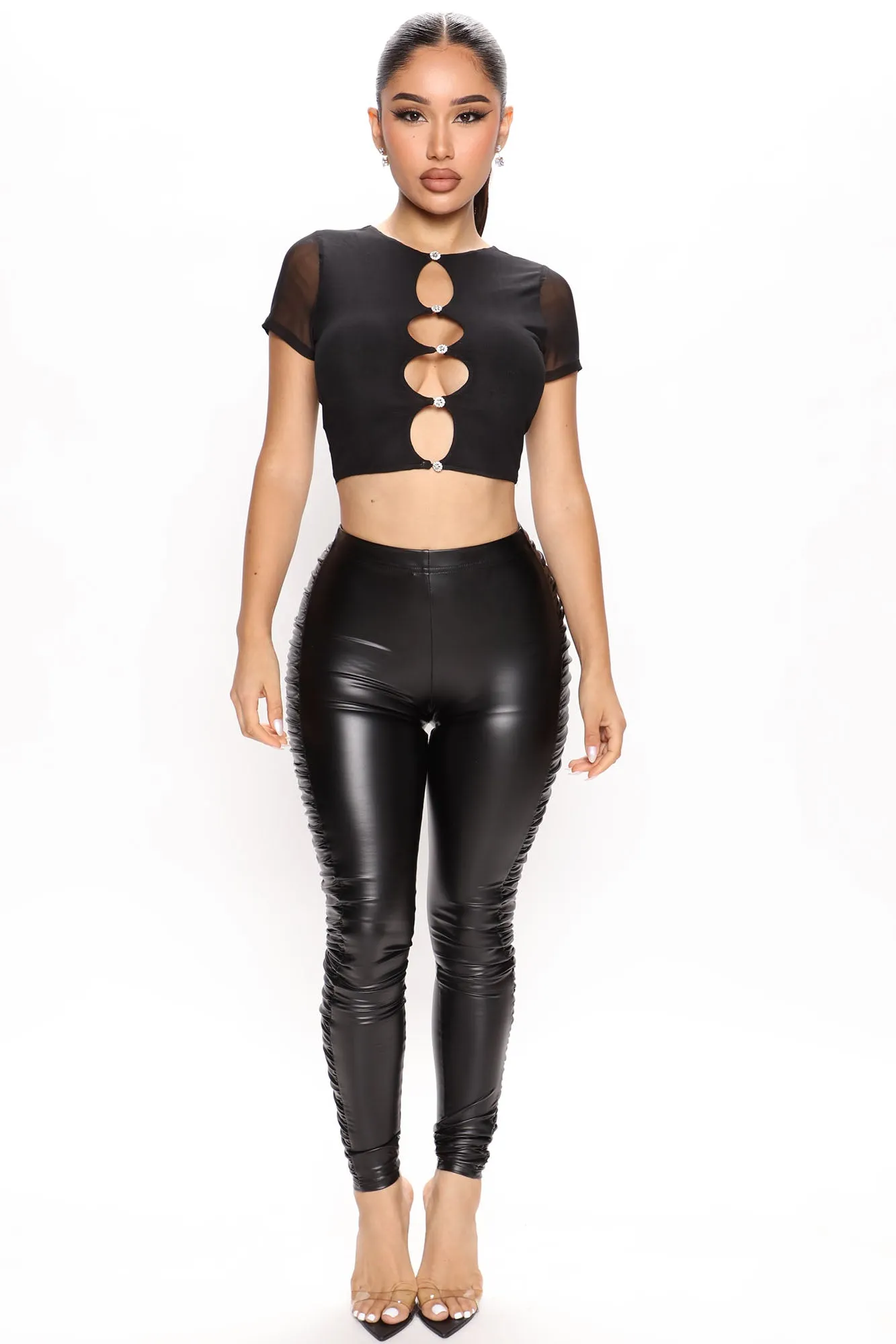 Act Cool Mesh Cut out Top - Black