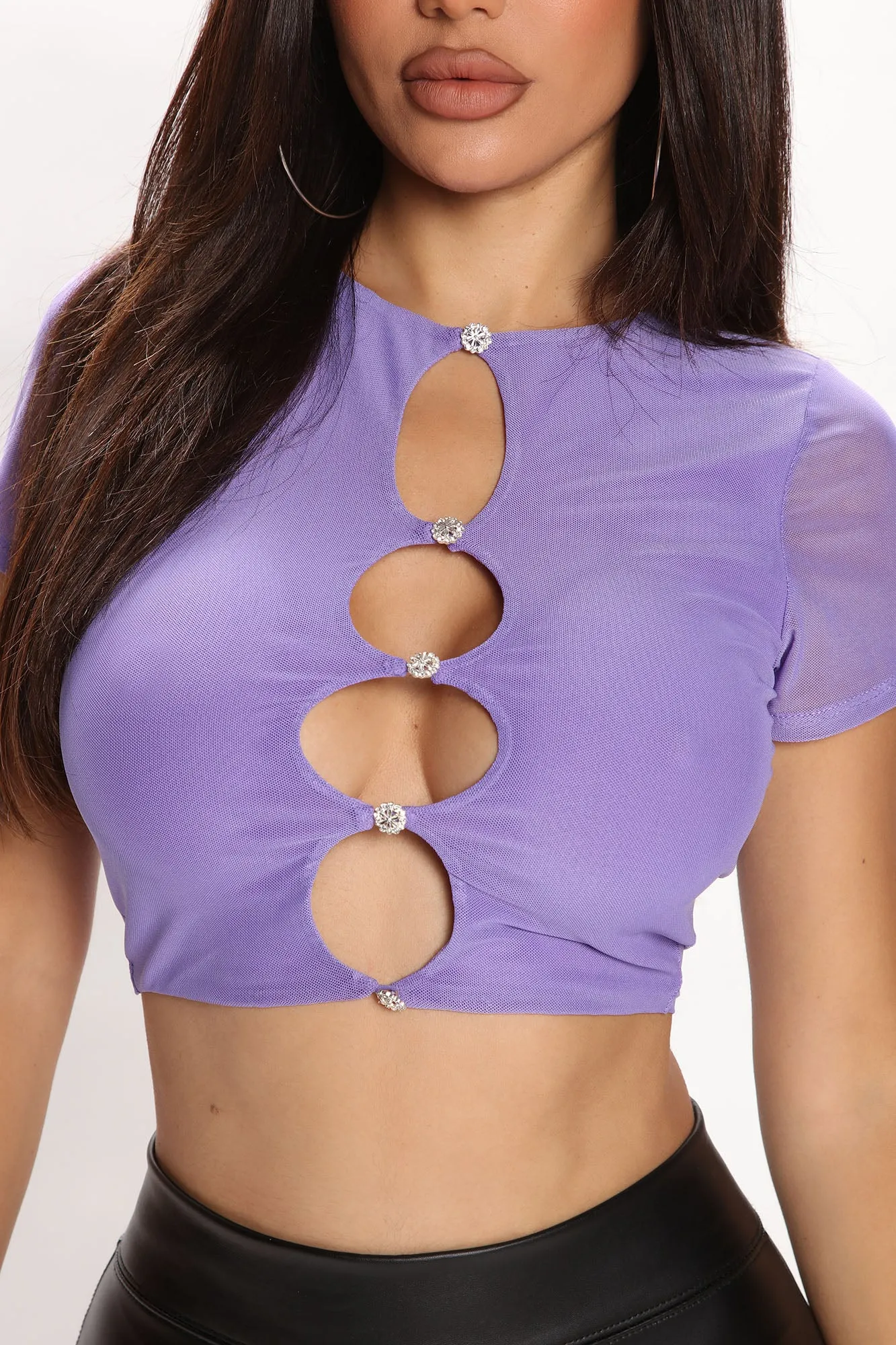 Act Cool Mesh Cut out Top - Purple