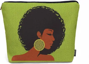 African American Woman Makeup Bag For Women, Adorable Cosmetic Bag Makeup Bags, Black African Woman Zipper Bag Travel Bags Toiletry Organizers Pouch Bags Washing Bags For Gym Bathroom