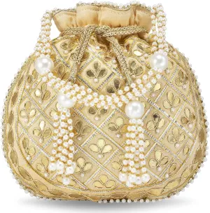 Aheli Embroidered Potli Bag Gift for Women Handmade Ethnic Purse Evening Handbags Stylish Bridal Fashion Clutch Bag