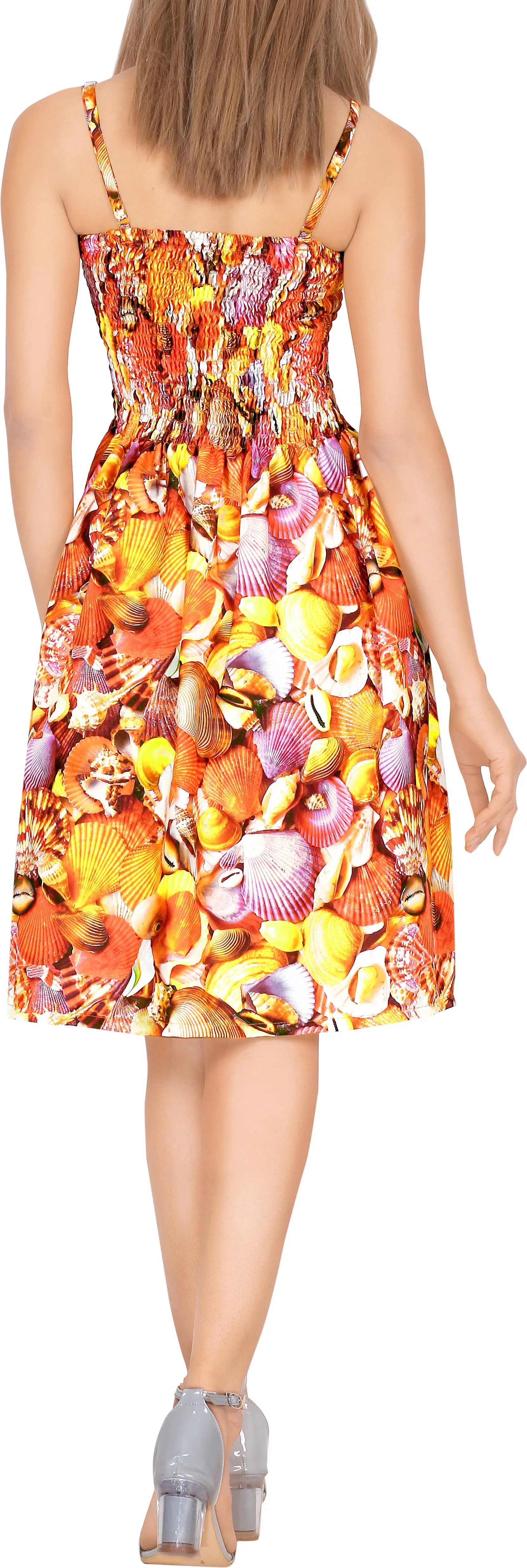 Allover Sea Shells Printed Short Dress For Women