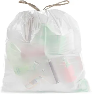 Aluf Plastics 21 Gallon 1 MIL White Drawstring Trash Bags - 28" x 34" - Pack of 45 - For Bathroom, Bedroom, Office, & Kitchen