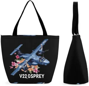 American Airforce Military Aircraft V22 Ospreyes Premium Tote Bag for Women Reusable Beach Shoulder Bag Lightweight Grocery Bags Travel Handbag