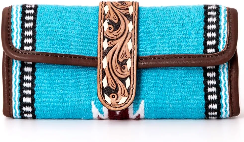 American Darling Jewelry Case Hand Tooled Saddle Blanket Genuine Leather Women Bag Western Handbag Purse