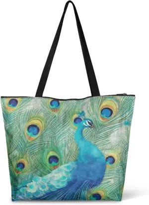 American Flag 14'' Tote Paper Bag for Women Shoulder Tote Bags, Cute Cat Animal Commute Bag, Lemon Fruit Handbag