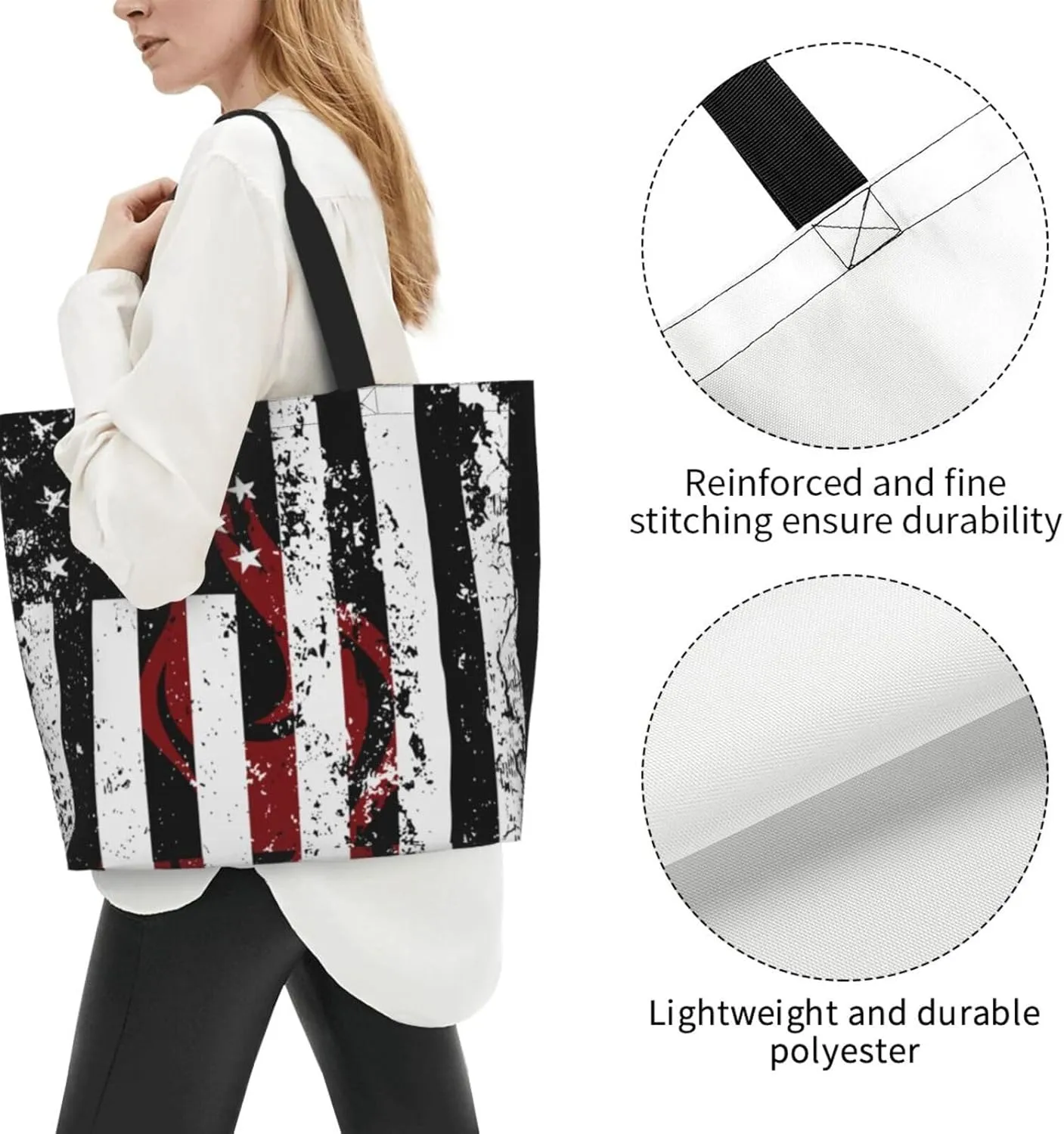 American Motorcycle Flag Dirt Bike Women's Tote Bag Large Capacity Single Shoulder Bags Handbag for Shopping Work
