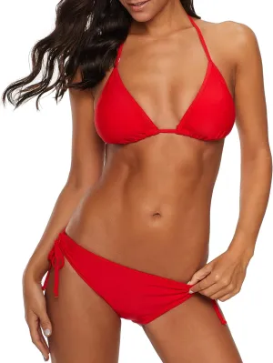 American Trends Women's String Two Piece Halter Top Triangle Bikini Set with Tie Side Bottom Sexy Swimsuit Bathing Suits