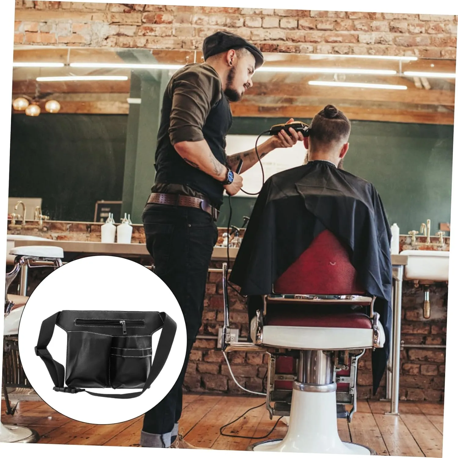 Angoily Scissors Fanny Pack Tool Kit Pu Leather Barber Pouch Styling Tools Storage Pouch Hair Scissors Spa