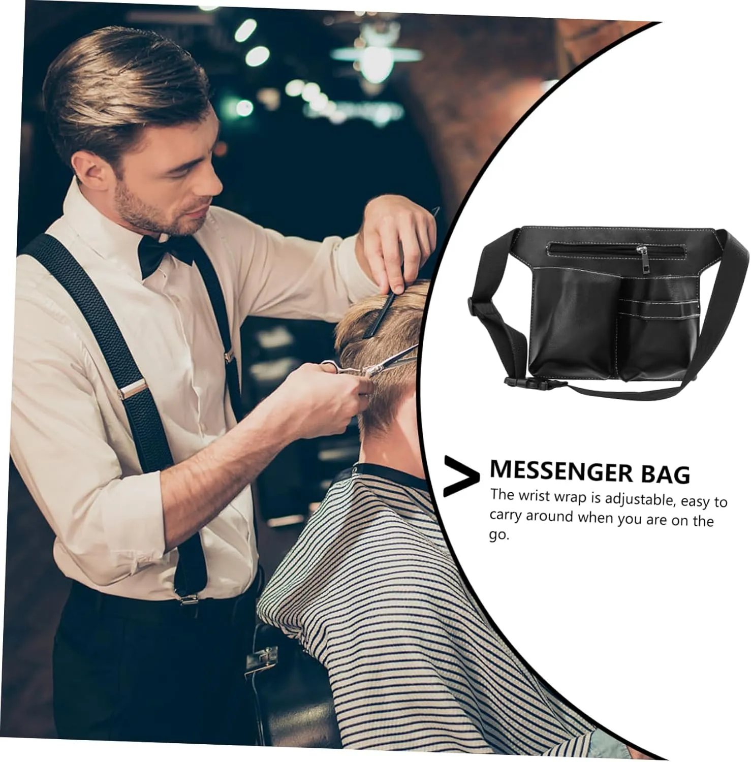 Angoily Scissors Fanny Pack Tool Kit Pu Leather Barber Pouch Styling Tools Storage Pouch Hair Scissors Spa
